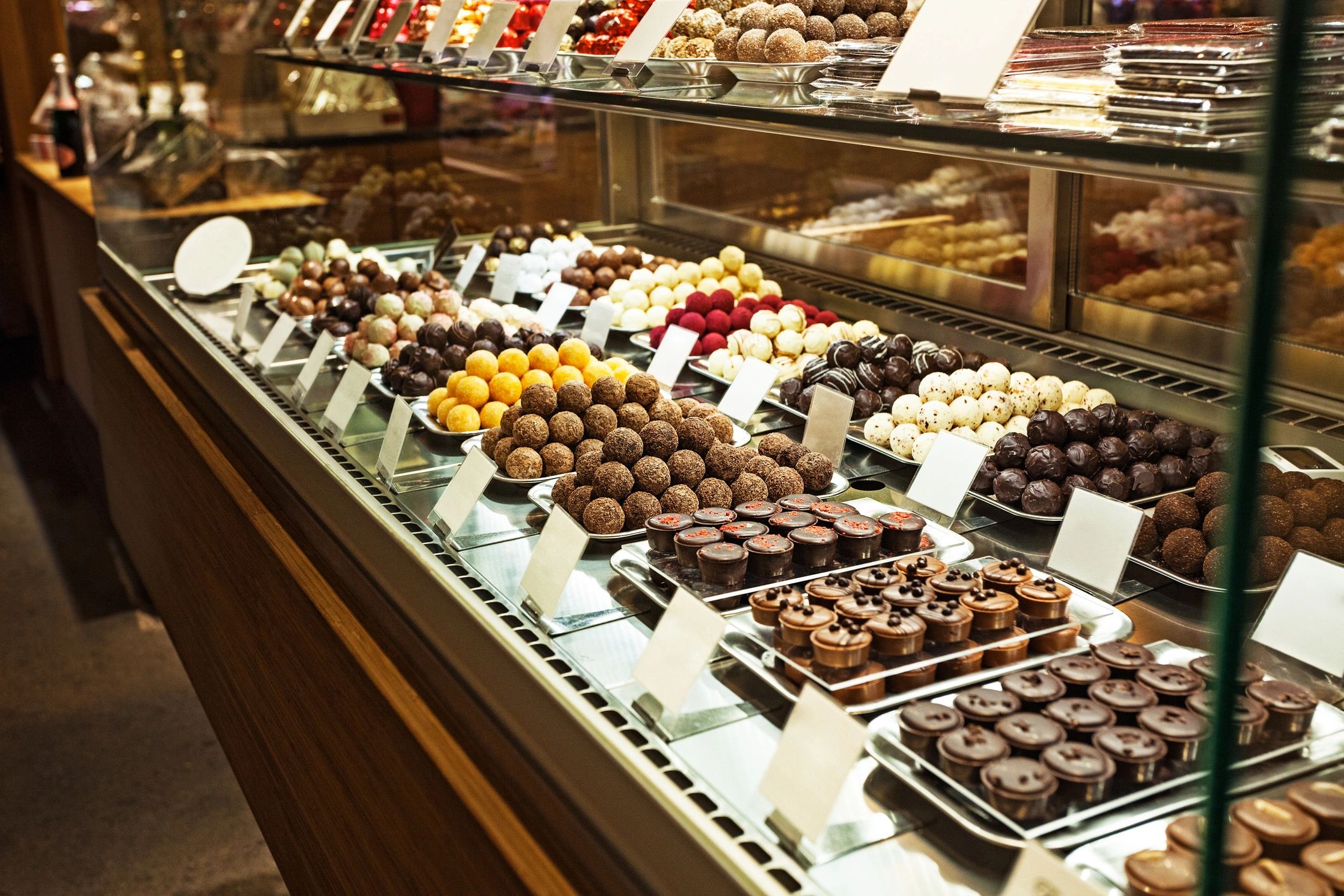 This is image of of different chocolate truffles